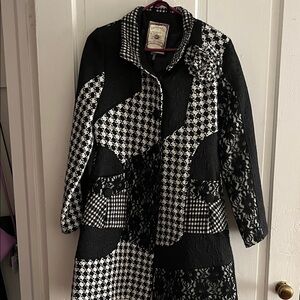 Paparazzi Black and White Patchwork Trench Coat